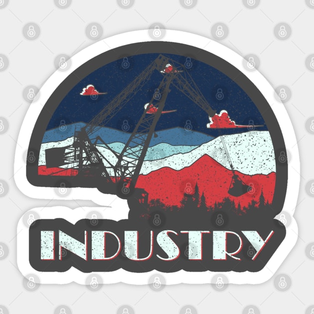 Industry - Distressed Retro Design Sticker by Fusti